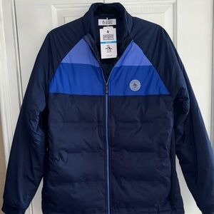 Original Penguin NWT Mixed Media Insulated Full Zip Jacket in Black Iris